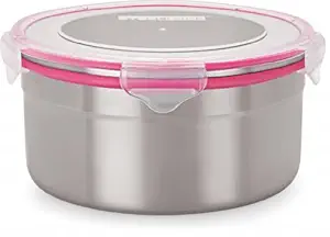 Stainless Steel Sl-1502 Airtight Storage/Food Lock Steel Containers 1900 Ml 1Pcs Pink Colour