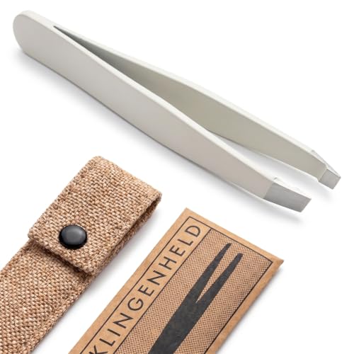 KLINGENHELD® Haargenaue Pinzette - greift jedes Haar beim 1. Versuch ohne durchrutschen - Pinzette Augenbrauen Zupfen handgeschliffen… – Ansicht 1