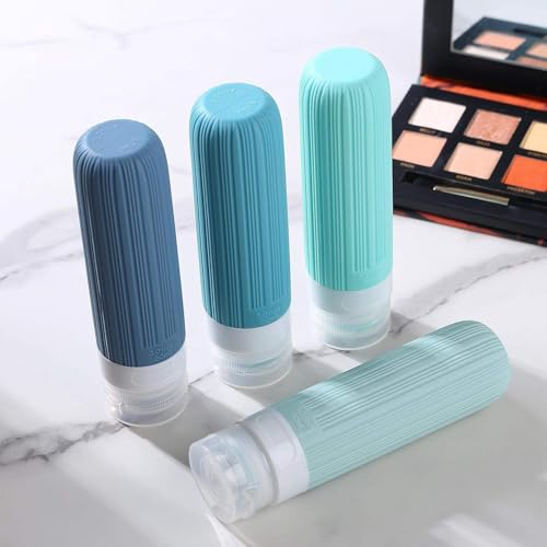 Kit 4 Frascos Potes Silicone Viagem 90ml Creme Shampoo Condicionador Organizador Mala - ECOMLAR® (To