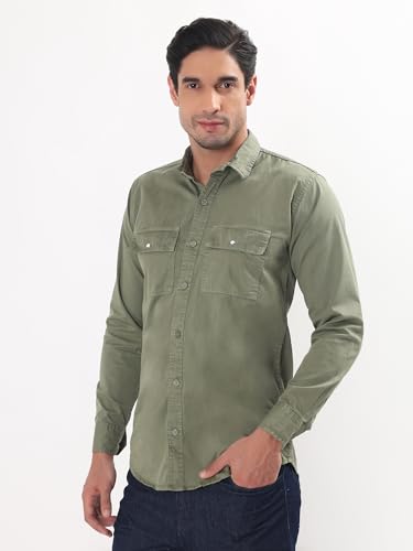 Image of Premium Men Plain Shirt Full Sleeve | Button Down Collar RFD Lightweight Fabric | Regular Fit Casual Wear Shirt with Double Pocket Design