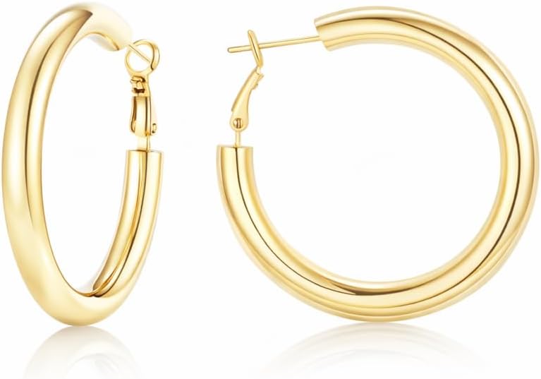 14K Gold Earrings for Women - Lightweight, Hypoallergenic, Swiss Craftsmanship, Classic Round Design - Ideal Gift for Sensitive Ears, Everyday Wear & Yoga Enthusiasts with 14k Gold Earrings