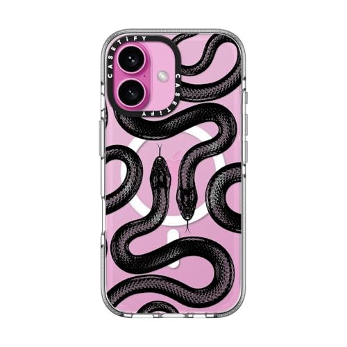 Coque transparente iPhone 16 rigide premium CASETiFY Serpent Royal Noir MagSafe