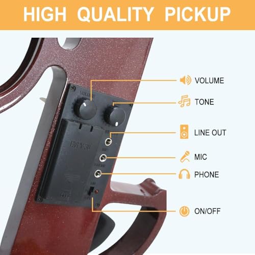 Yinfente EV8 Electric Violin 4/4 Full Size Silent 4 String Solid Wood Set thumb #4