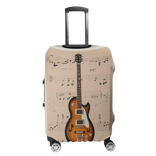 Musical Guitar Print Luggage Cover, Washable Elastic Suitcase Cover Protector Fit 18-32 Inch Luggage4