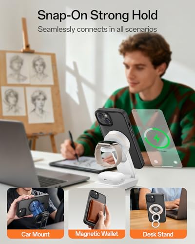 Image of UNBREAKcable Magnetic for iPhone 13 Case, Compatible with MagSafe, Full Camera Protection, Built-in Magnetic Ring, Drop Protection Shockproof Slim Phone Cover (Black)
