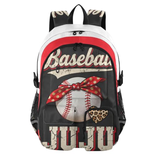 Mochila de viaje grande y bolsa de libros de béisbol blanca para adolescentes y niñas de 7 a 18