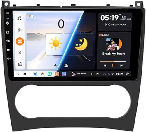 Autoradio Android 14 Mercedes Benz Classe C W203 écran tactile Bluetooth
