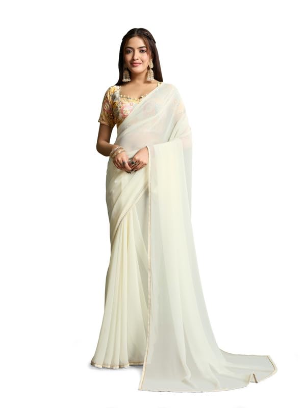 Pure Georgette Saree For Women With Heavy Embroidered Blouse Piece (KHAJANA_VOL1) Pure Georgette Saree For Women With Heavy Embroidered Blouse Piece (KHAJANA_VOL1)