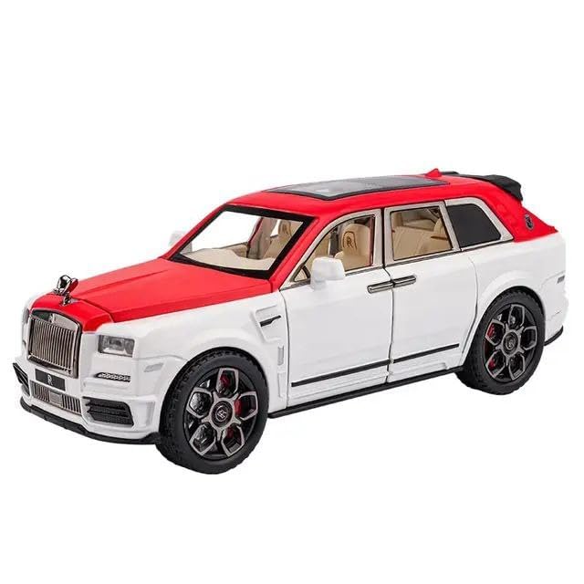 Image of 1:24 Scale Big Size Rolls-Royce Cullinan Toy Car | Metal Pullback Diecast Car for Kids with Openable Doors, Sound, Light Effects Toy for Car Enthusiasts (Color As Per Available),white,red