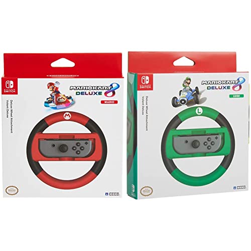 HORI Nintendo Switch Mario Kart 8 Deluxe Lenkrad (Mario Version) & NSW-055U Nintendo Switch Mario Kart 8 Deluxe Lenkrad (Luigi Version)