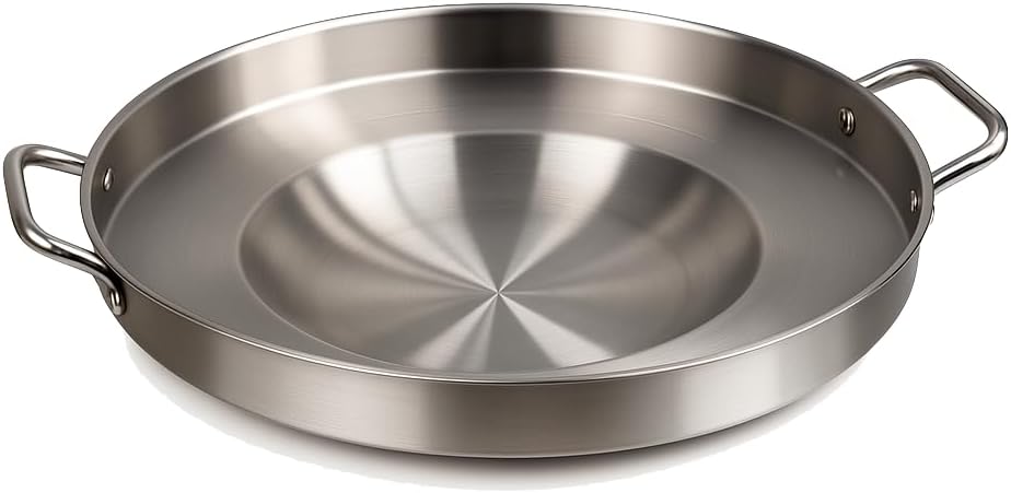 23" Stainless Steel Comal-Discada Tacos Fry Bowl-Heavy Duty Concave Wok-Fajitas Pan