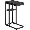 HOOBRO Foldable End Table, C Shaped Side Table with Storage Shelf, Small Snack Table Suitable for Living Room Bedroom Small Spaces, Easy Assembly, Black BK29SF01