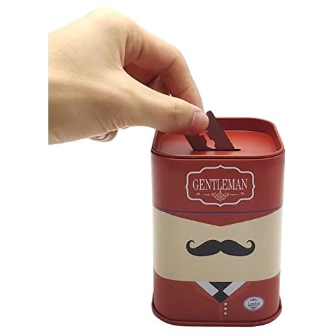 DHinkyoung Razor Blade Bank, Gentleman Style Shaver Disposal Case with Red Beard Pattern, Safe Razor Blade Disposal Case Detachable Salon Razor Slice Recycling Container Box for Salon and Barber Shop Cover