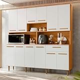 Armário para Cozinha 12 Portas 1 Gaveta Clarice Yescasa Freijo UV/Off Acetinado