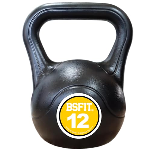 BSFIT pesas rusas, kettlebell de Hormig&oacute;n y hierro con Mango Ergon&oacute;mico. pesa rusa 6kg, pesa rusa 8kg, pesas rusas 12kg, kettlebell de 10 kg Entrenamiento Muscular en casa y Gimnasio (12 KG)