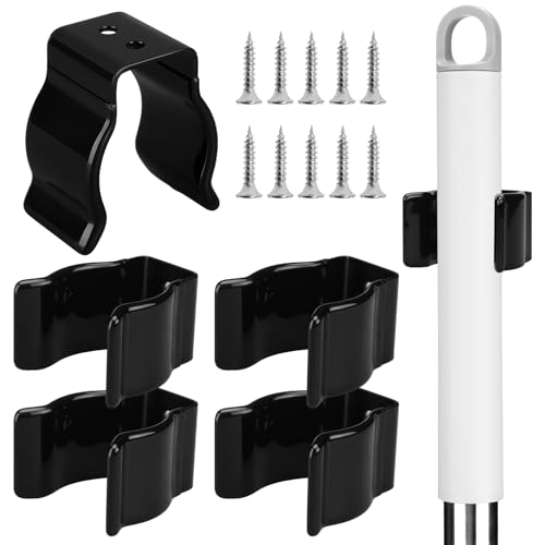 Otoolling 5 Pack Spring Clip Broom Clip with Screws for 1 1/2-1 7/8 Inch Diameter Black Manganese U Shape Steel Clips Holder Bracket for Tools Rakes and Flashlight Pipe Tool Holder Wall Garage Garden by Otoolling - Used condition - US$15.20