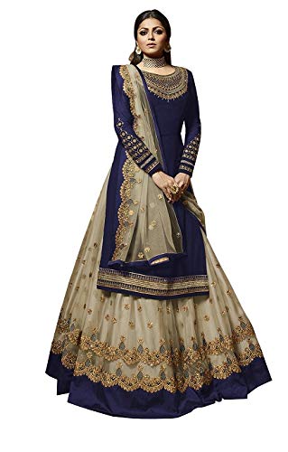 Fabzara Women's Net Georgette Embroidered Semi-Stitched Lehenga Choli with Top...