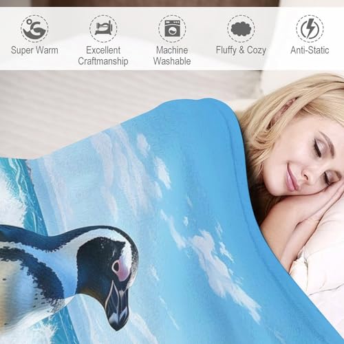 Manta de franela de pingüino de microfibra con acabado premium 4