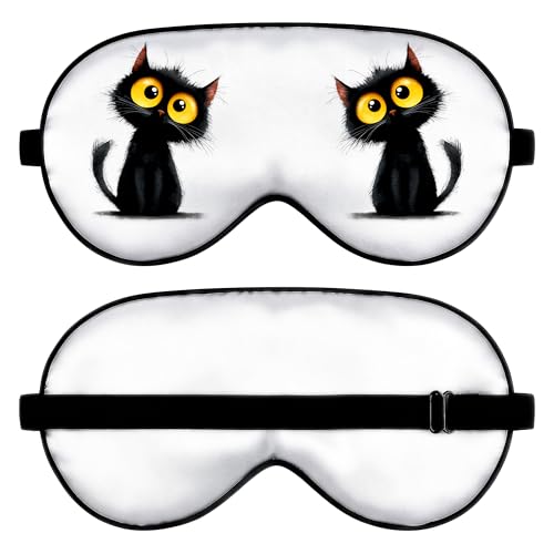 Masque de sommeil chat mignon réglable pour nuits paisibles des enfants et adultes