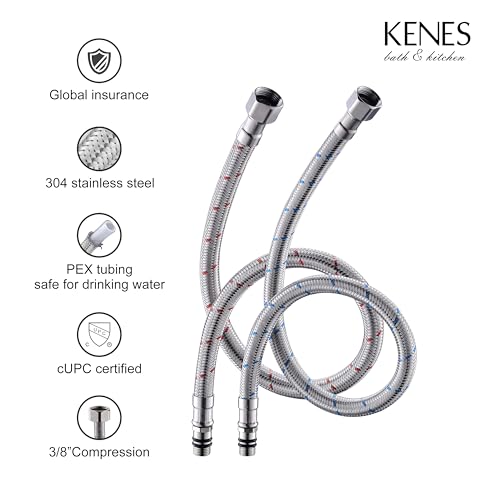 KENES 8Inch 2 Handle Widespread Bathroom Faucets 3 Hole Brushed Nickel by KENES - Used condition - Image 9