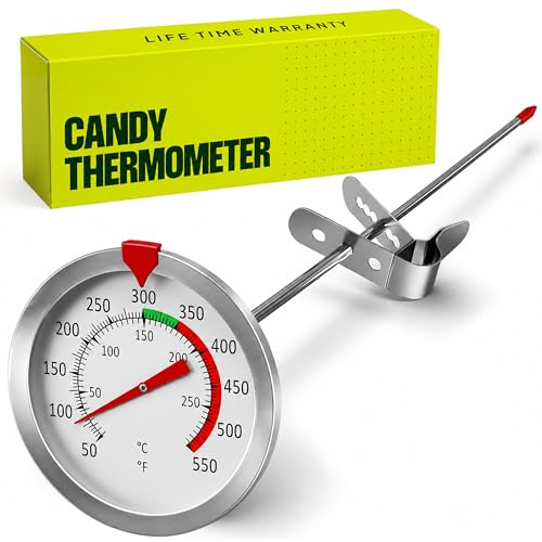 CRAFT911 Candy Thermometer with Pot Clip - Deep Fry Oil Thermometer for Frying and Candle Making (White)