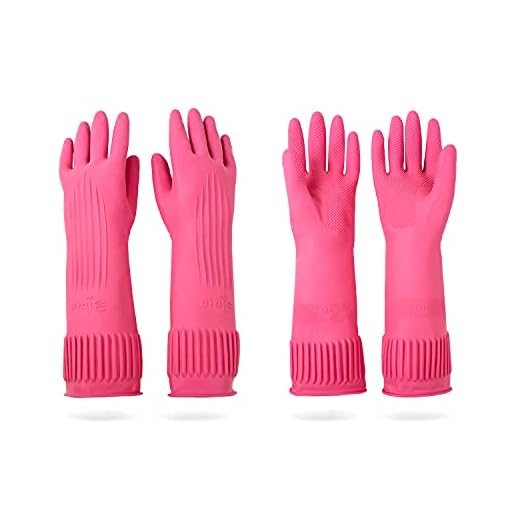 DABOGOSA Mamison 2 Pairs Reusable Waterproof Household Dishwashing Cleaning Rubber Gloves, Non-Slip Kitchen Glove(Medium)