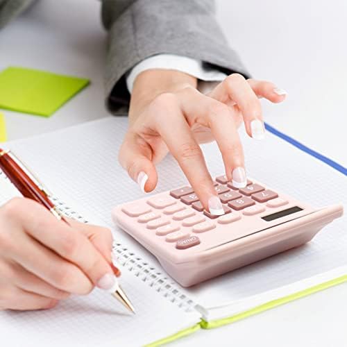 Pink Calculator, QpenguinBabies Basic Office Calculator, Desktop Calculator 12 Digit with Large LCD Display for Pink Office Supplies, Pink Office Supplies, School Supplies for Teen Girls