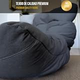 Aiire Relaxo Sitzsack XXL für Kuschelecke - Bean Bag Design mit Füllung - Riesen Sitzsäcke Erwachsene, Sitz Sack Flauschig - Bodenkissen Grob, Bodenstuhl, Bodensessel Anthrazit