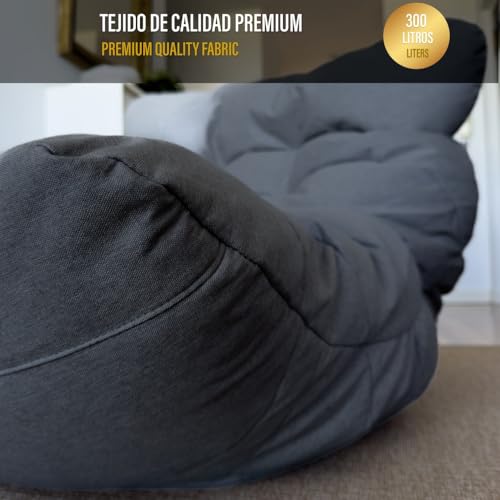 Aiire Relaxo Sitzsack XXL für Kuschelecke - Bean Bag Design mit Füllung - Riesen Sitzsäcke Erwachsene, Sitz Sack Flauschig - Bodenkissen Grob, Bodenstuhl, Bodensessel Anthrazit