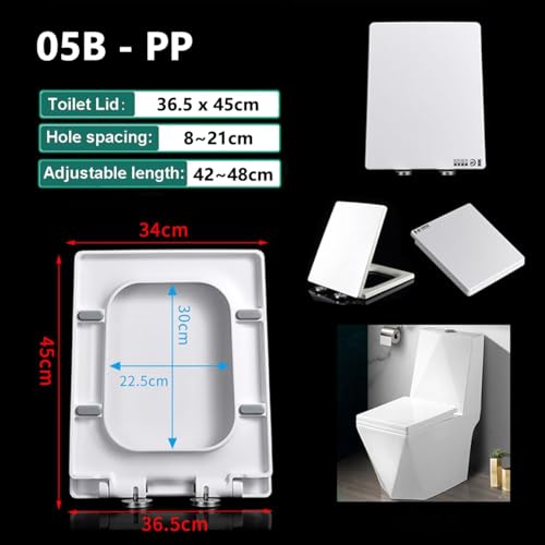 Abattant de toilette carré blanc avec charnière inox réglable - 4
