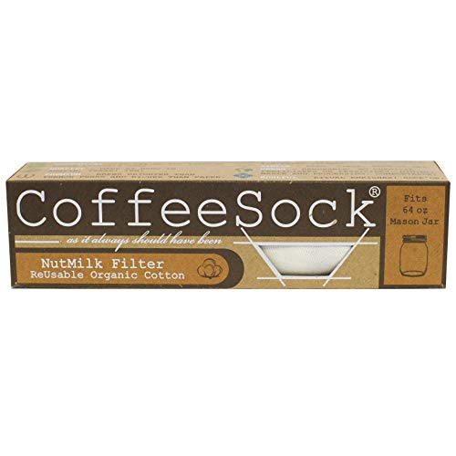 CoffeeSock Filtre à lait réutilisable en coton biologique certifié Gots 64 oz Naturel
