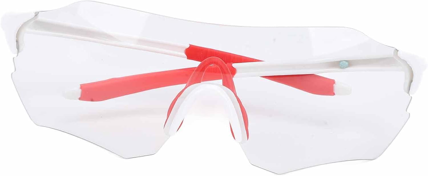 Cycling Glasses, Proof Lightweight Adjustable Frame with Flexible Impact Lenses, for Running Hiking Water Sports (White Red)