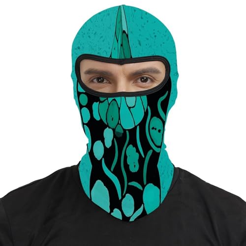 Pasamontaña para hombre y mujer estampado turquesa y negro, máscara completa para motocicleta, gorro calentador de cuello miniatura 2