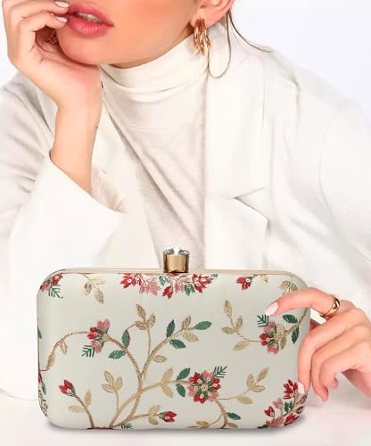 Image of LONGING TO BUY Hand Crafted Designer Box Clutch - Zari Embroidery For Women