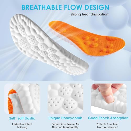 Image of 4D Cloud Steppers Insoles for Men and Women - Shock Absorption Inserts, Soft Anti-Fatigue, Memory Foam Insoles for Shoes, Boots & Sneakers(Orange, Men: US 4-7 / Women: US 5-8.5)