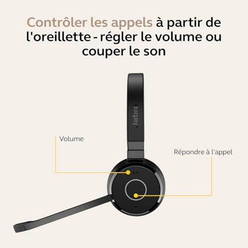 Jabra Evolve 65 Te Link UC Casque stéréo sans Fil avec Support - vue 5