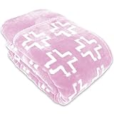 昭和西川 2枚合わせ 毛布 冬用 なめらか肌触り マイヤー毛布 使いやすいボリューム感 シングル 140×200cm 約1.8kg クロス柄 ピンク 2230562950101