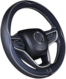 Microfiber Leather Car Steering wheel Cover 15 inches Black Gray