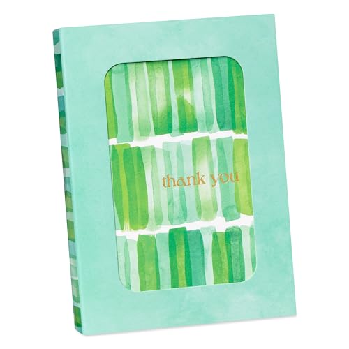Image of Papyrus 12-Count Blank Thank You Cards with Envelopes (Green Stripes)