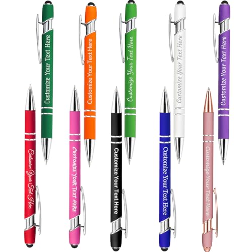 100PCS Personalised Pens Bulk Customised Ballpoint Pen with Engraved Name Text Black Ink Custom Smooth Writing Pens for Men Women Business Office, Assorted