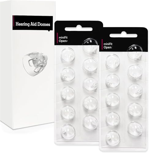 Open Domes 6mm Double Vent Hearing Aid for Oticon Replacements, Oticon Minifit Double Vent Bass Domes, 2 Pack of 10 Each (Total 20Pcs)