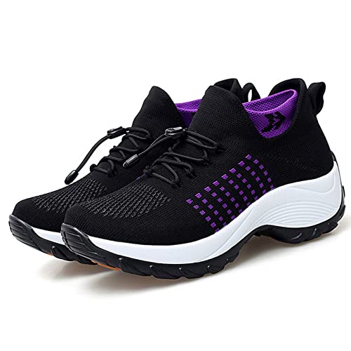 Aocase Zapatillas de Deporte Mujer Transpirables Zapatos de Plataforma Calzado Deportivo de Exterior de Mujer Zapatillas Casual Fascitis Plantar,Negro,39EU Cover