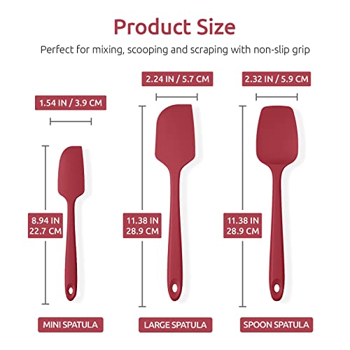 Image of U-Taste Silicone Spatula Set, 600ºF High Temp Heat Resistant, 3-Pcs, Red