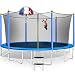 Merax 12FT 14FT Trampoline with Safety Enclosure Net, Basketball Hoop and Ladder, Trampoline for Kids Silver 16FT