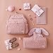 LUKJOJO Luxurious Baby Diaper Caddy, Nursery Storage Basket for Newborn Boy and Girl, Travel Baby Basket for Diapers Baby Wipes, Organizer Tote Bag Storage Bin, Baby Shower Gifts(dusty rose)
