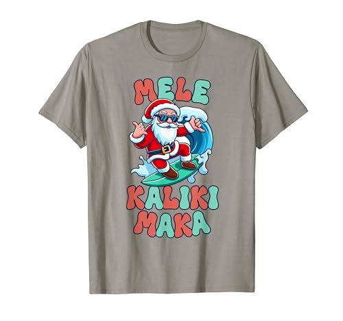 Mele Kalikimaka Surfing Santa Hawaiano Tropical Christmas Camiseta