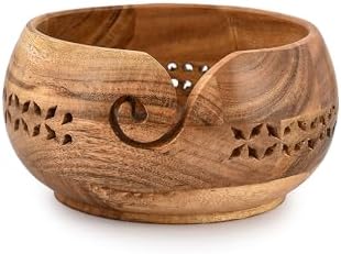 SAMHITA Acacia Wood Yarn Bowl Holder |Hand Carved Yarn Bowls for ...