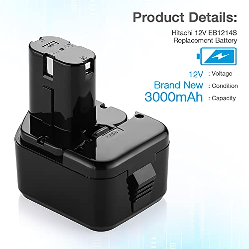 Powerextra 2 Pack 12 Volt 3.0Ah Replacement Battery For Hitachi Eb1214S Eb1212S Eb1214L Eb1220Bl Eb1220Hl Eb1220Hs Eb1220Rs Eb1222Hl Eb1226Hl Eb1230Hl #TOP1
