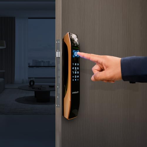 Image of ONETOUCH Smart Face Recognition Digital Door Lock OT630 (BLE) | Fingerprint | RFID | PIN | OTP | Bluetooth Bridge | Free Installation | Mortise SS304 | Electroplated Finish, Black