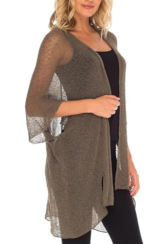 Cárdigan largo de punto calado y transparente estilo boho 6